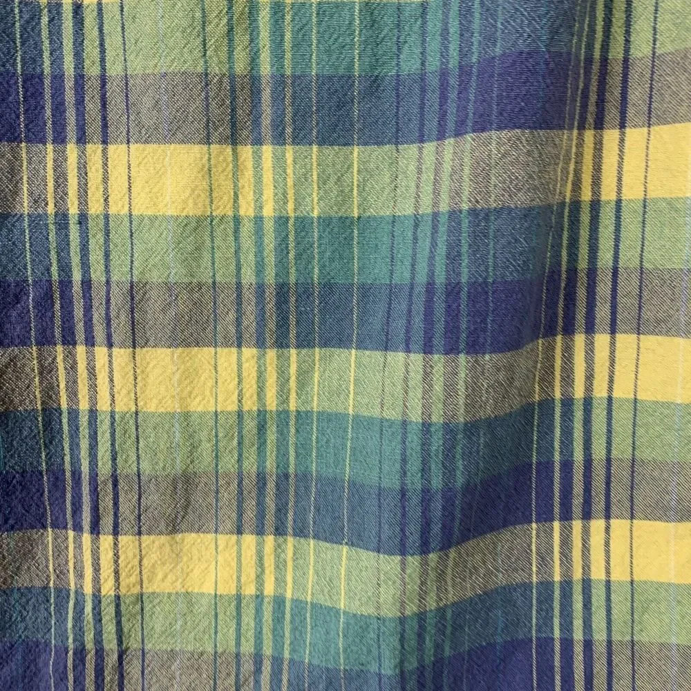 Vintage Laundry Bag 100% Cotton Green/Yellow Plaid 32